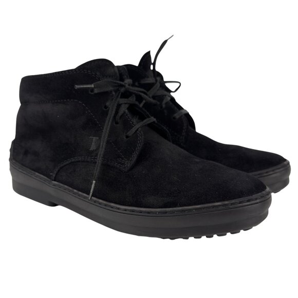 TOD'S Gommino Suede Heritage Chukka Pebbled Heel Black Ankle Boots EU 36 US 6 - Picture 1 of 10